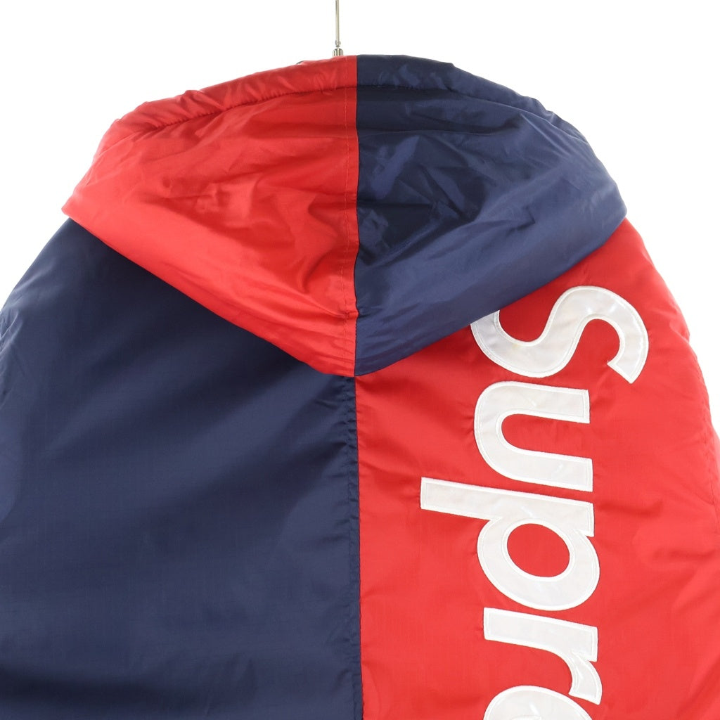 SUPREME(シュプリーム) 15AW 2-Tone Hooded Sideline Jacket ロゴプリント ツートン フーデッド サイドライン 中綿ジャケット レッド/ネイビー