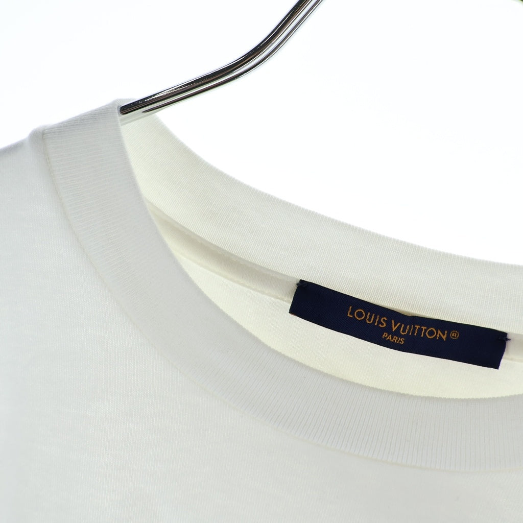 LOUIS VUITTON(ルイヴィトン) Embellished Cotton エンベリッシュドコットン フロントプリント クルーネック半袖Tシャツカットソー ホワイト 1AGJZN