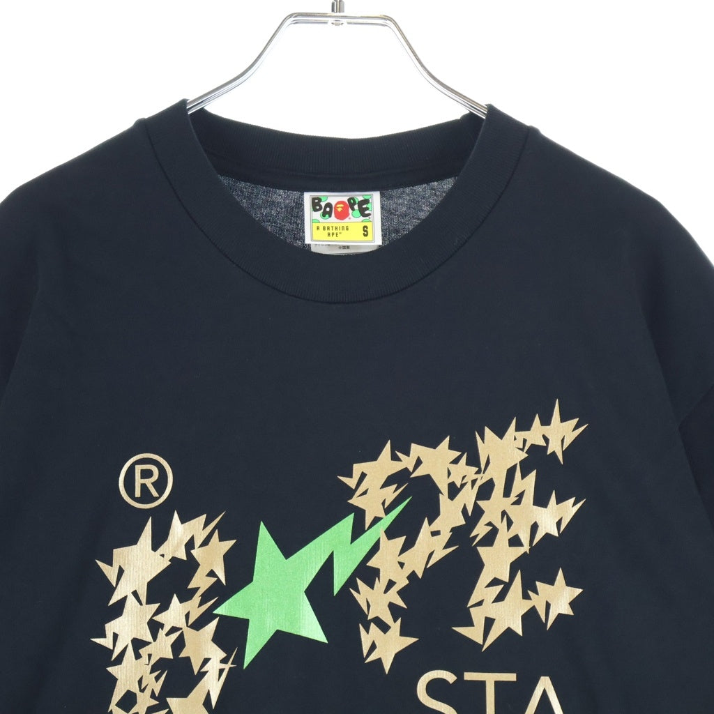 A BATHING APE(アベイシングエイプ) METALLIC BAPE STA LOGO TEE クルーネック半袖Tシャツカットソー ブラック