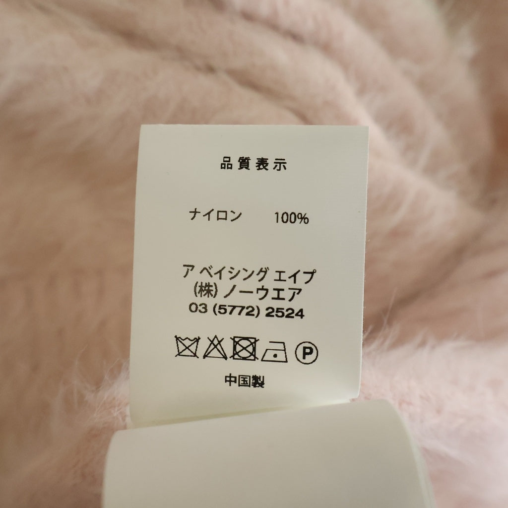A BATHING APE(アベイシングエイプ) A logo モヘア クルーネック長袖ニット ピンク