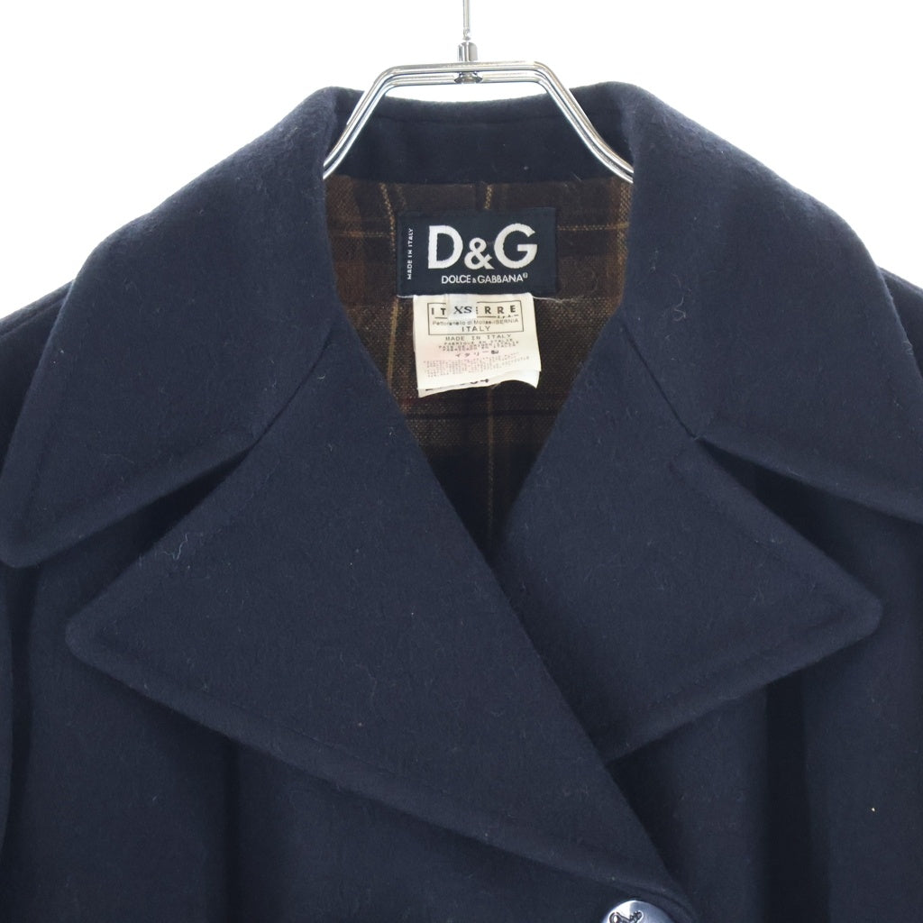 DOLCE & GABBANA(ドルチェアンドガッバーナ) D&G ロゴレザーパッチ Pコート ブラック