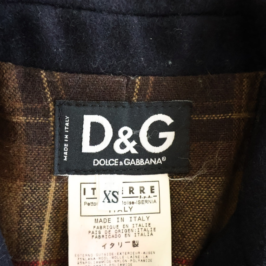 DOLCE & GABBANA(ドルチェアンドガッバーナ) D&G ロゴレザーパッチ Pコート ブラック