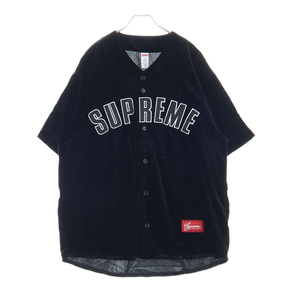 SUPREME(シュプリーム) 25SS Velvet Baseball Jersey ベルベット 半袖ベースボールシャツ ブラック