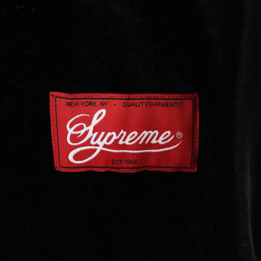 SUPREME(シュプリーム) 25SS Velvet Baseball Jersey ベルベット 半袖ベースボールシャツ ブラック