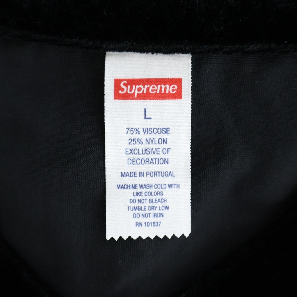 SUPREME(シュプリーム) 25SS Velvet Baseball Jersey ベルベット 半袖ベースボールシャツ ブラック