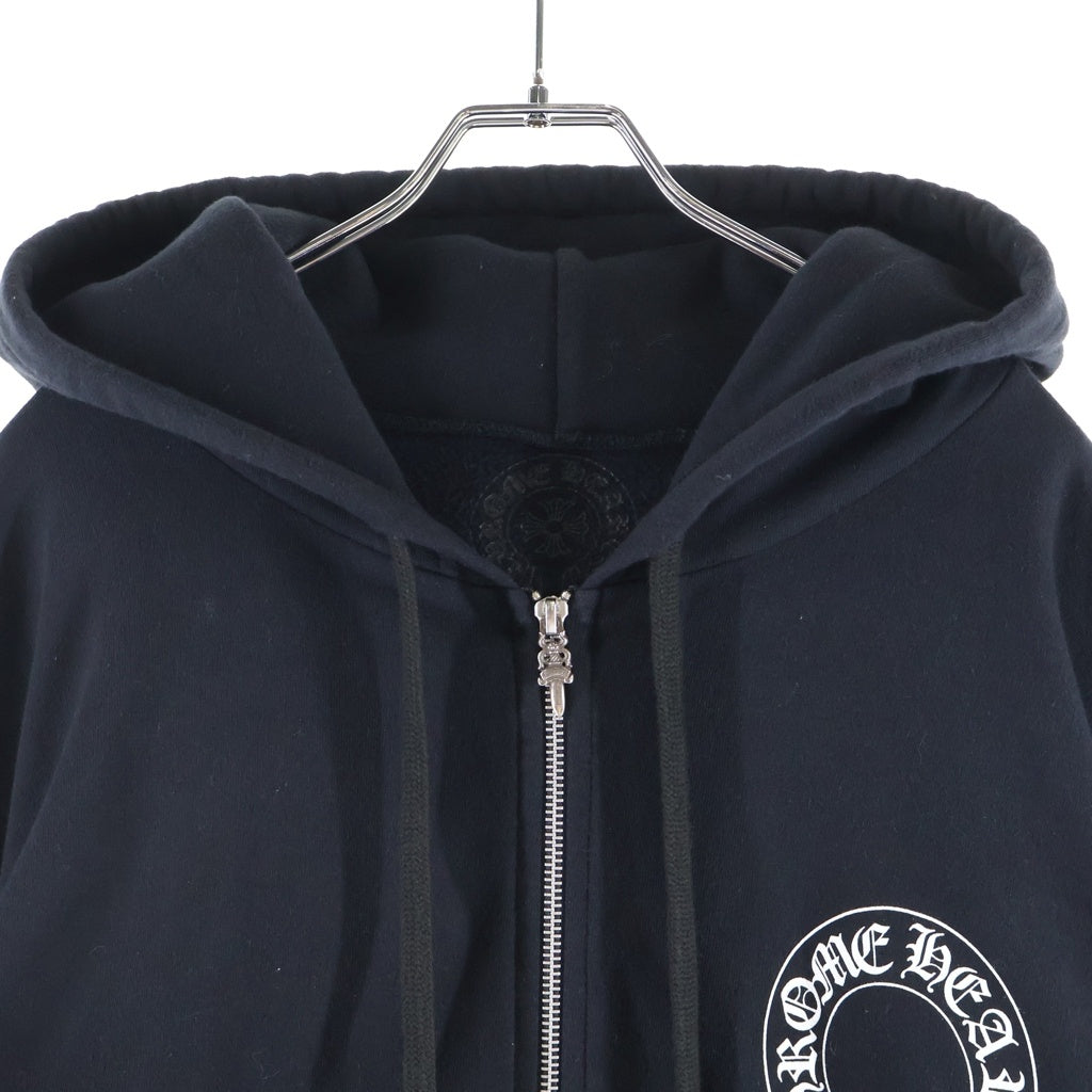 CHROME HEARTS(クロムハーツ) Floral Cross Horseshoe Zip Up Hoodie アームフローラル ホースシュー ダガージップ スウェットパーカー ブラック