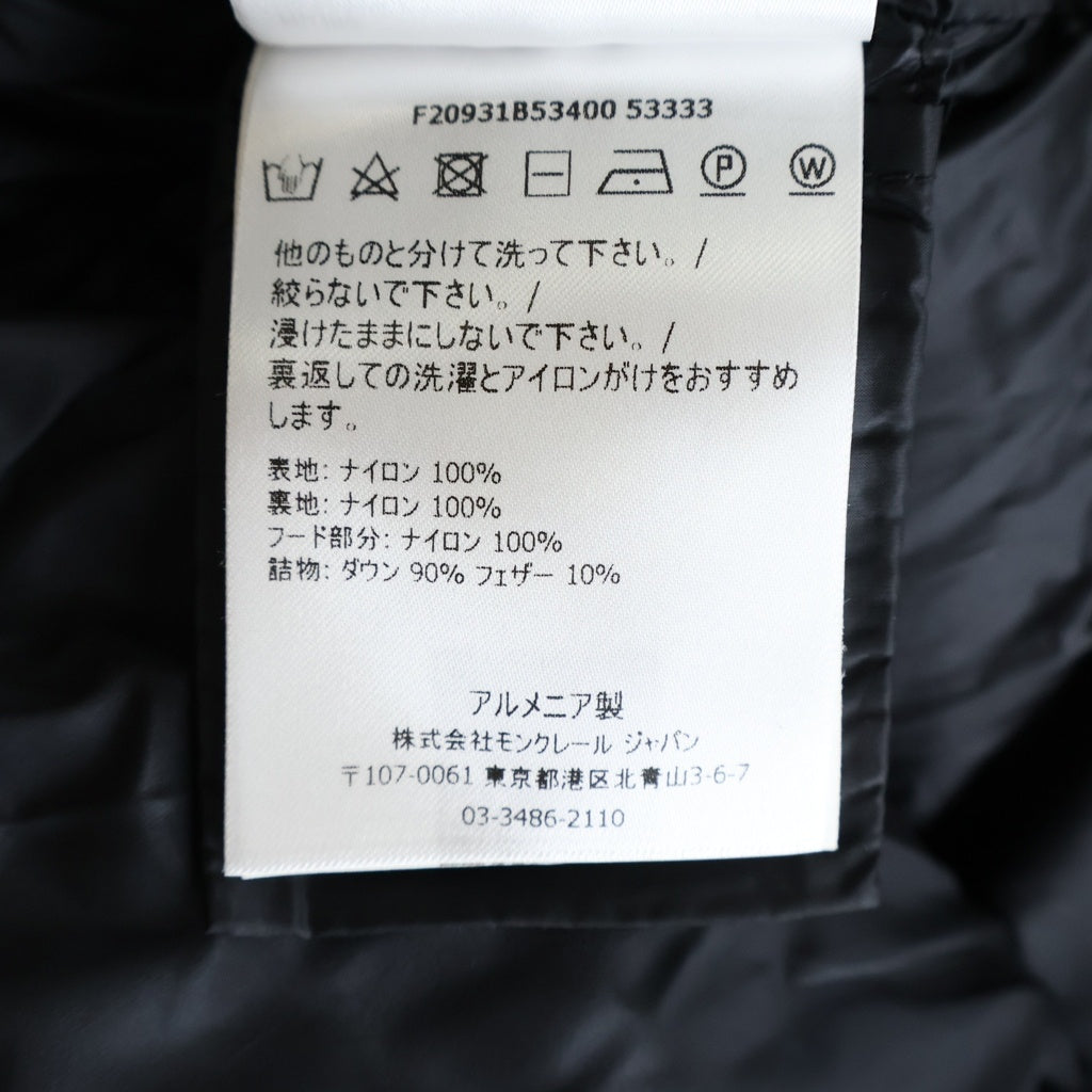 MONCLER(モンクレール) GIE ロゴワッペン ロング ダウン ブラック レディース F20931B53400