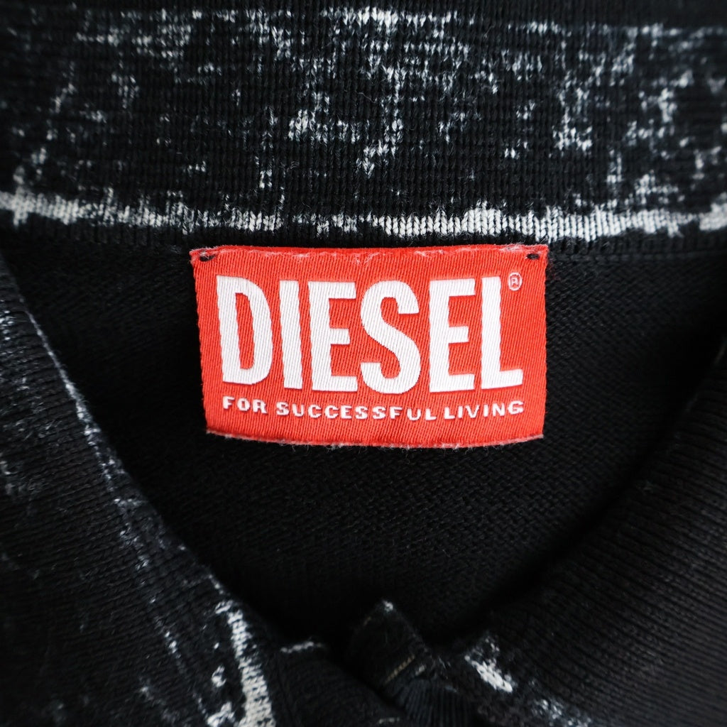 DIESEL(ディーゼル) ロゴ刺繍 ウォッシュ加工 半袖ポロニットワンピース ブラック レディース A21835 0BKCB