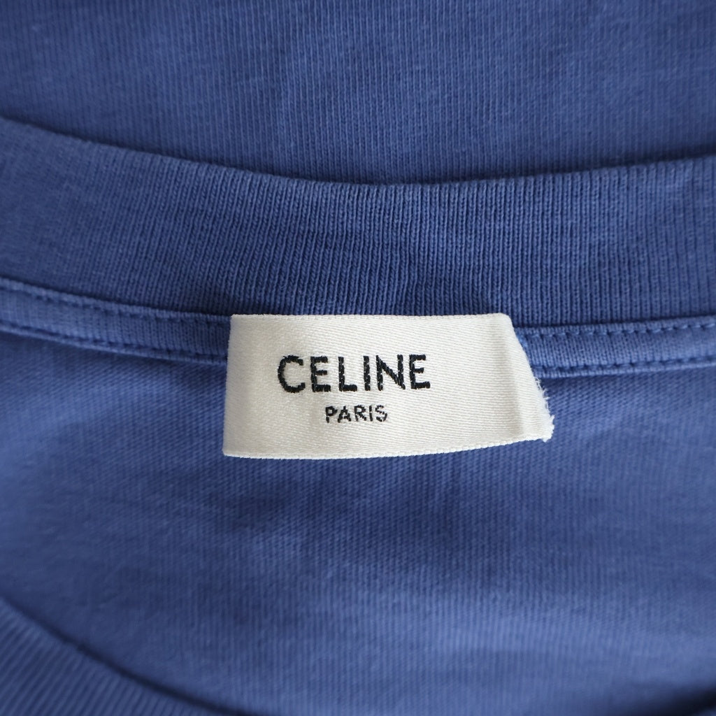 CELINE(セリーヌ) カレッジロゴプリント クルーネック半袖Tシャツカットソー ブルー RX0HU1242.GLX6