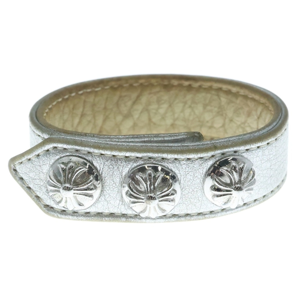 CHROME HEARTS(クロムハーツ) 3BTN 2SNP クロスボール 3ボタン2スナップ レザーブレスレット シルバー
