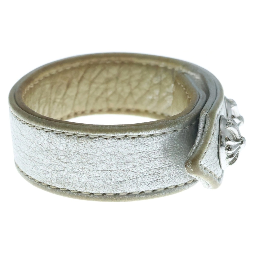 CHROME HEARTS(クロムハーツ) 3BTN 2SNP クロスボール 3ボタン2スナップ レザーブレスレット シルバー