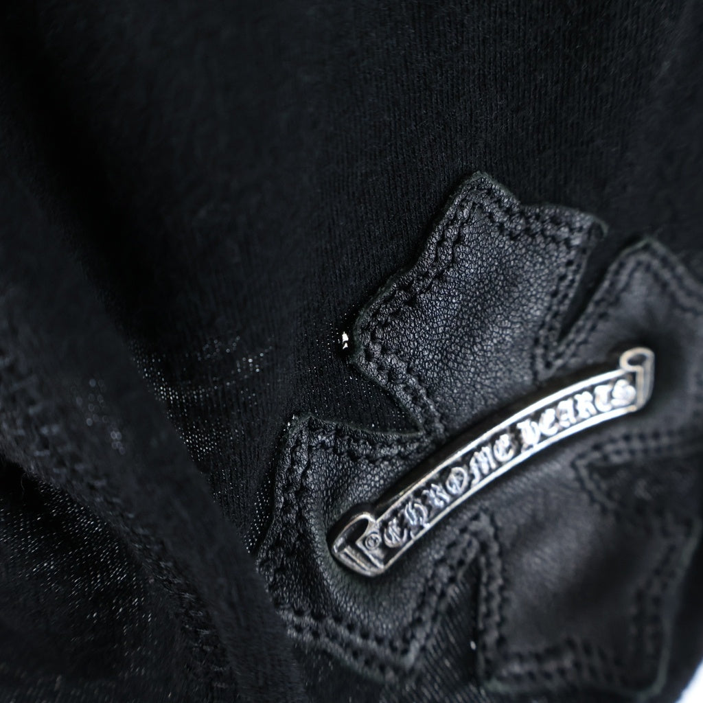 CHROME HEARTS(クロムハーツ) CHプラスレザーパッチ スクロールラベル クルーネック半袖Tシャツカットソー ブラック