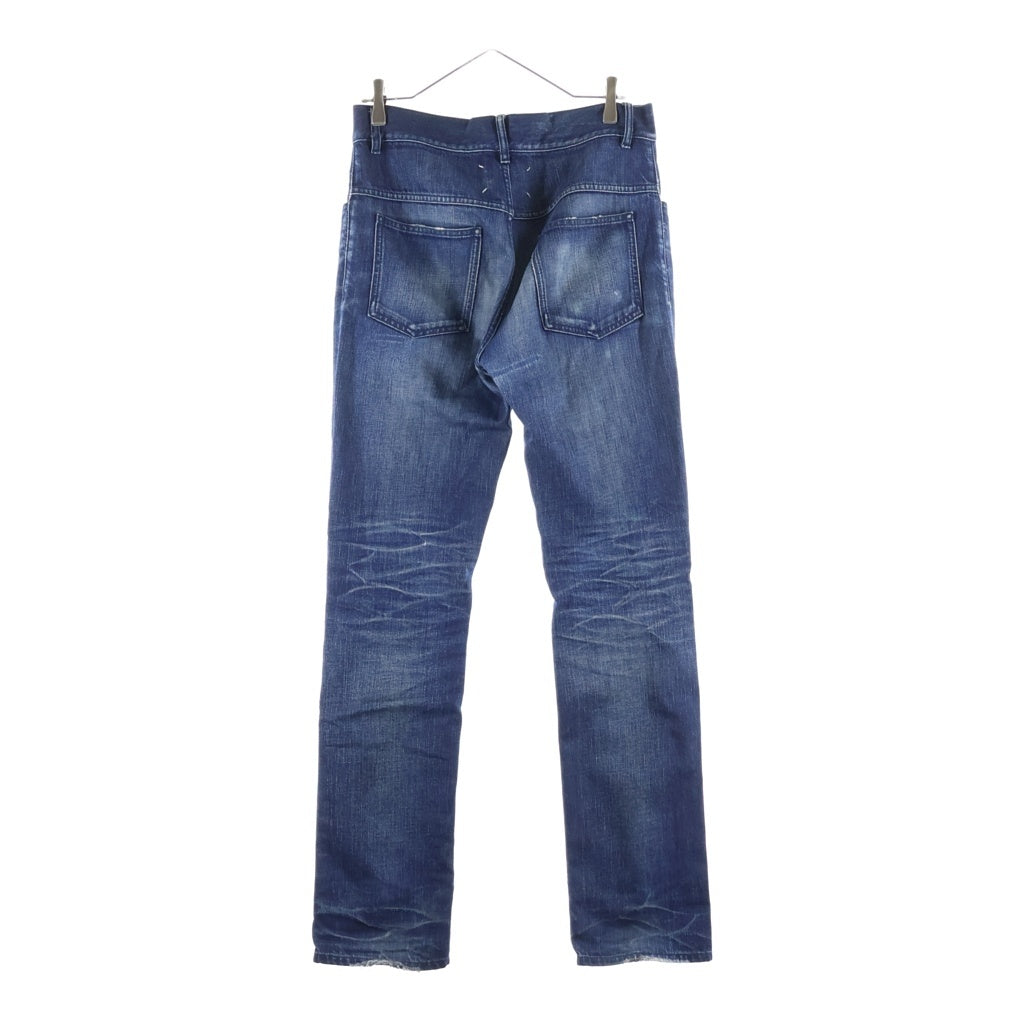 Maison Margiela(メゾンマルジェラ) ヴィンテージ加工 ジップフライストレートデニムパンツ インディゴ S50LA0085 S30272