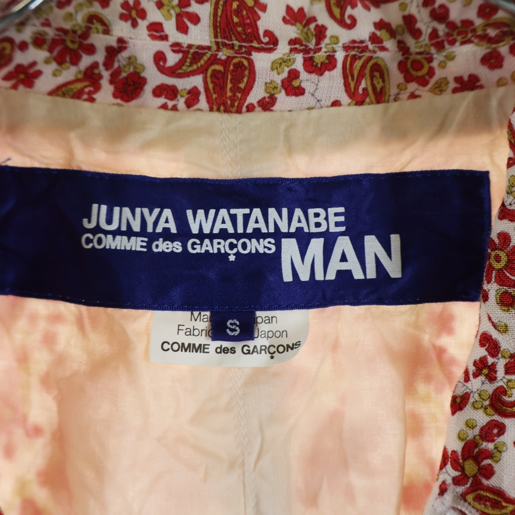 JUNYA WATANABE COMME des GARCONS(ジュンヤワタナベ コムデギャルソン) 08SS ペイズリー総柄 リネン テーラードジャケット レッド/ホワイト