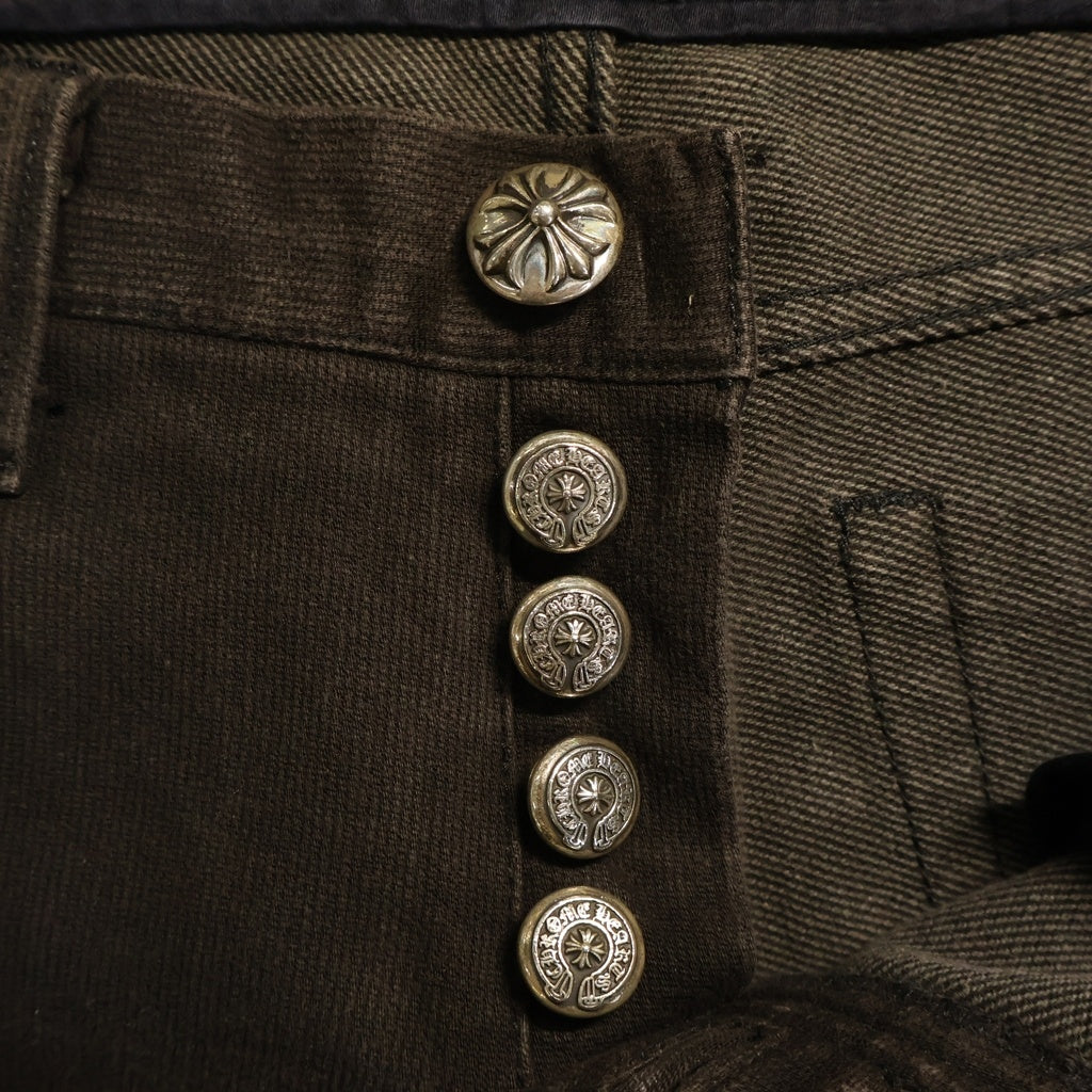 CHROME HEARTS(クロムハーツ) CRS BTN DENIM PANTS クロスボールボタン ボタンフライ ストレートデニムパンツ ブラック