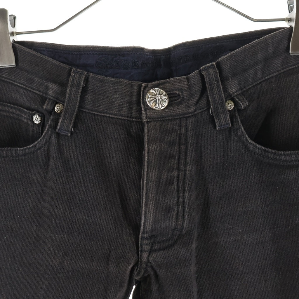 CHROME HEARTS(クロムハーツ) CRS BTN DENIM PANTS クロスボールボタン ボタンフライ ストレートデニムパンツ ブラック