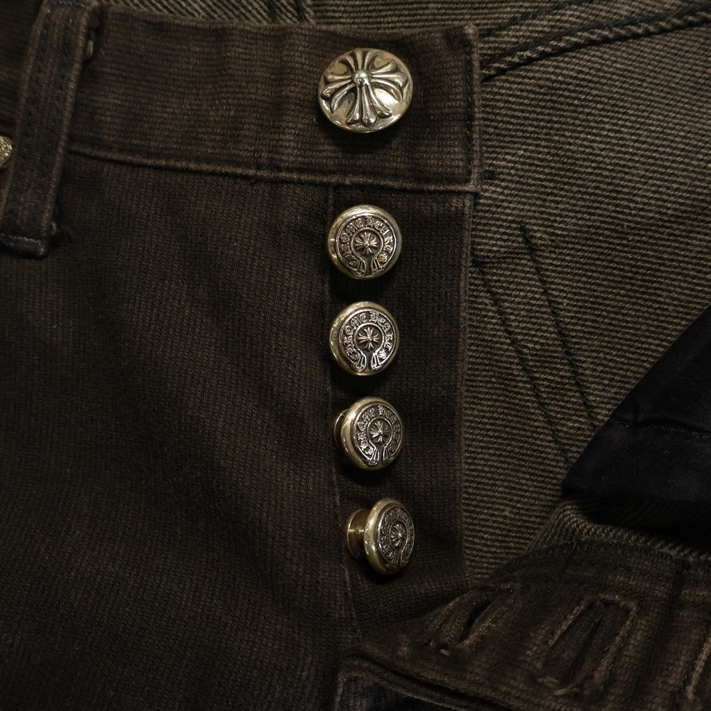CHROME HEARTS(クロムハーツ) CRS BTN DENIM PANTS クロスボールボタン ボタンフライ ストレートデニムパンツ ブラック