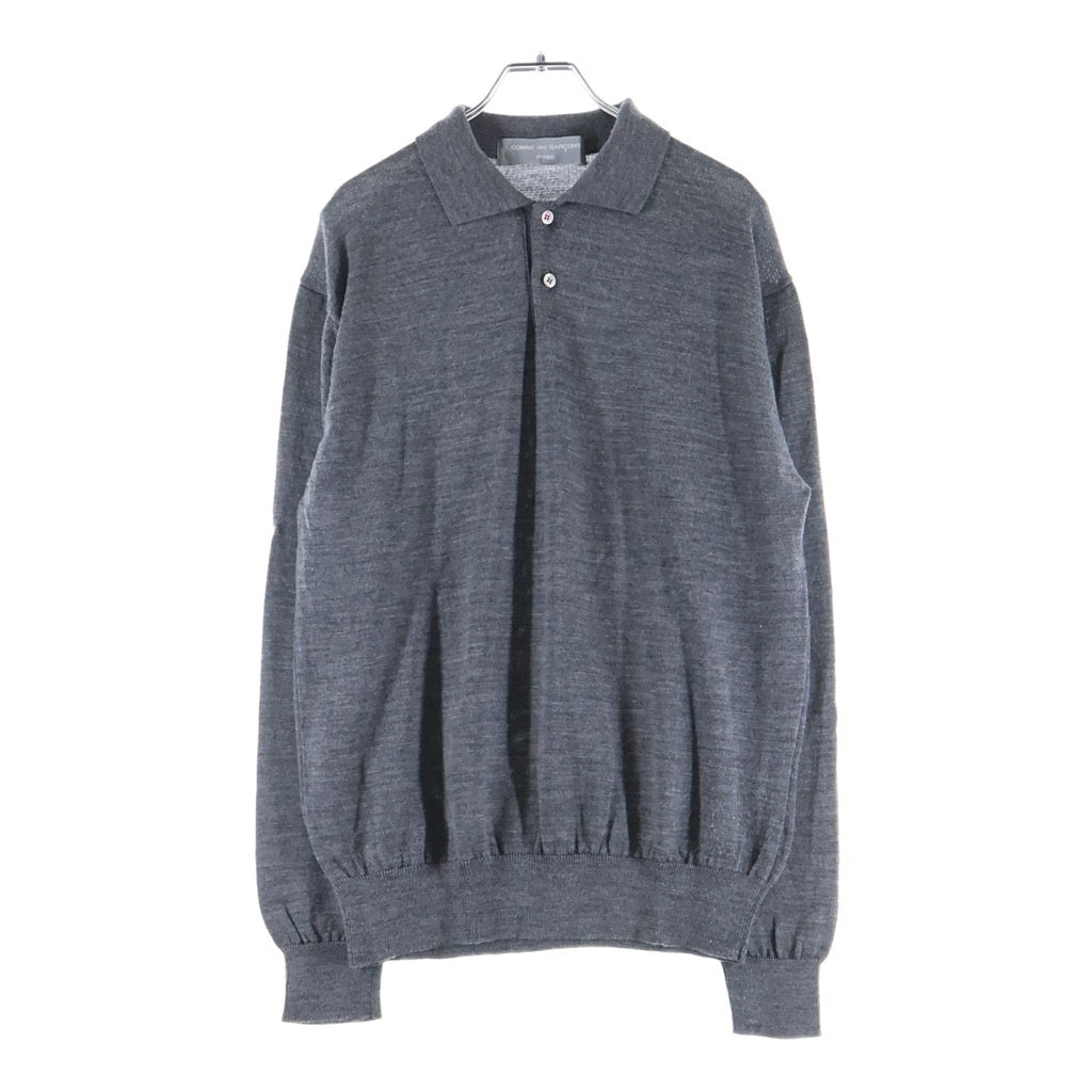 COMME des GARCONS HOMME(コムデギャルソンオム) 03AW ウールニット長袖ポロシャツ グレー HL-N012