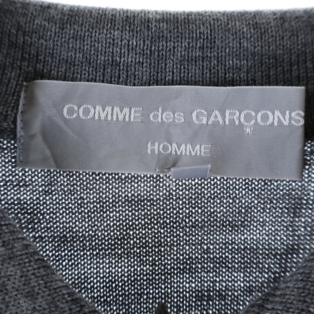 COMME des GARCONS HOMME(コムデギャルソンオム) 03AW ウールニット長袖ポロシャツ グレー HL-N012
