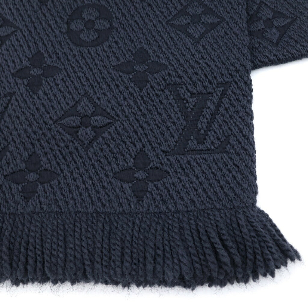 LOUIS VUITTON(ルイヴィトン) モノグラム エシャルプ ロゴマニア シルク混ウールマフラー ブラック M72431