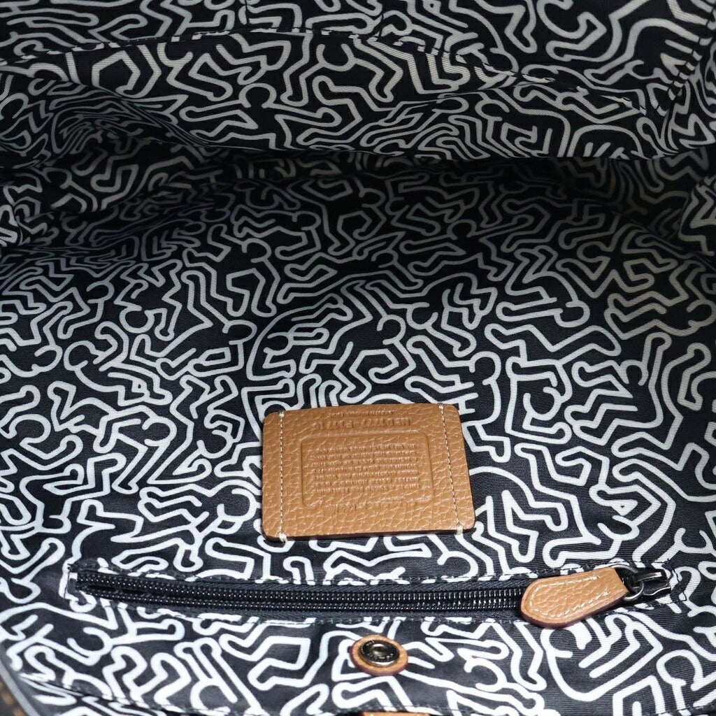 COACH(コーチ) ×KEITH HARING Charles Backpack キースヘリング チャールズバックパック レザーリュックサック ブラック F11716