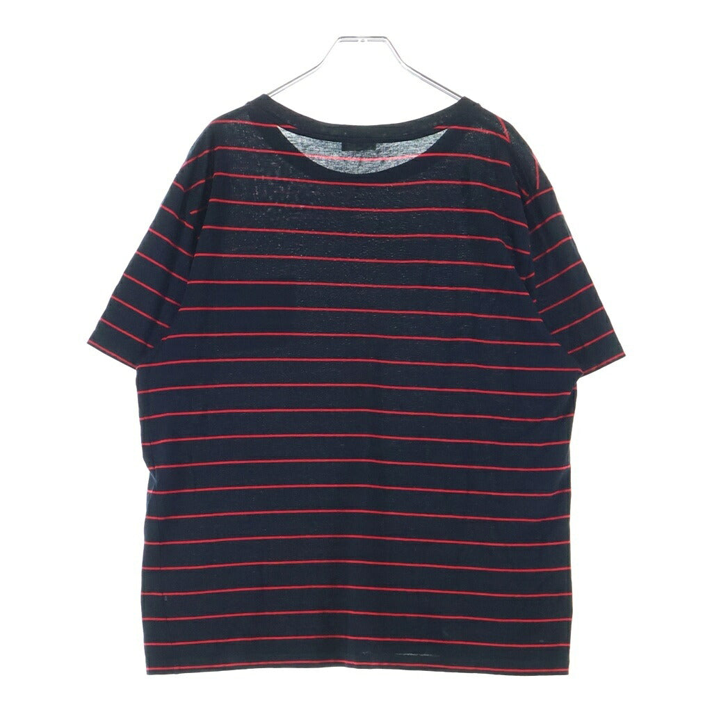 CELINE(セリーヌ) Triomphe Striped Crew Neck トリオンフ ストライプ クルーネック半袖Tシャツカットソー レッド/ブラック 2X58H1001.CAA2