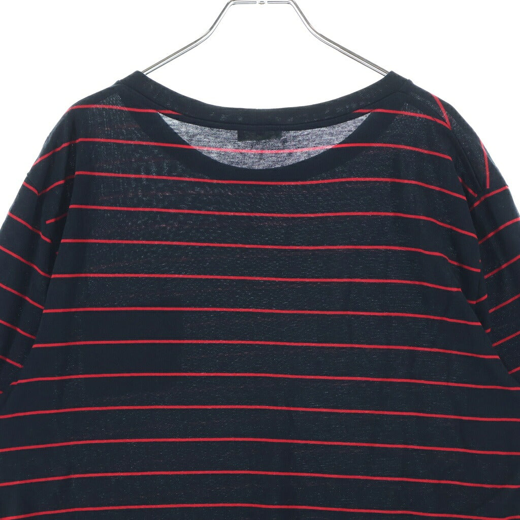 CELINE(セリーヌ) Triomphe Striped Crew Neck トリオンフ ストライプ クルーネック半袖Tシャツカットソー レッド/ブラック 2X58H1001.CAA2