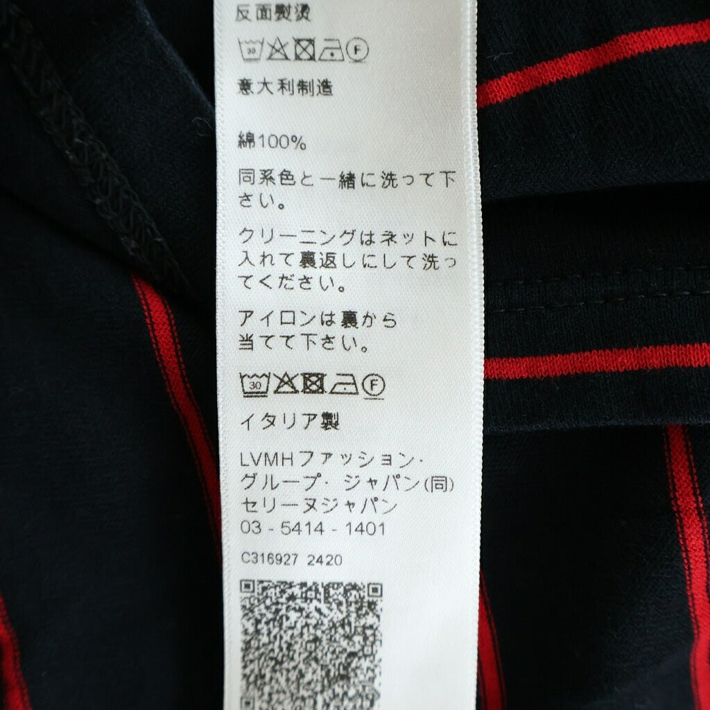 CELINE(セリーヌ) Triomphe Striped Crew Neck トリオンフ ストライプ クルーネック半袖Tシャツカットソー レッド/ブラック 2X58H1001.CAA2