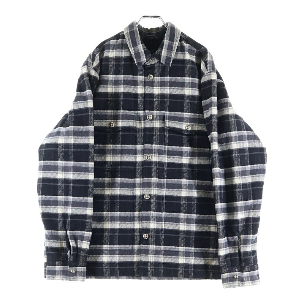 CHROME HEARTS(クロムハーツ) MULLET HEAD SHIRT クロスボールボタン チェックシャツジャケット ブラック/ホワイト
