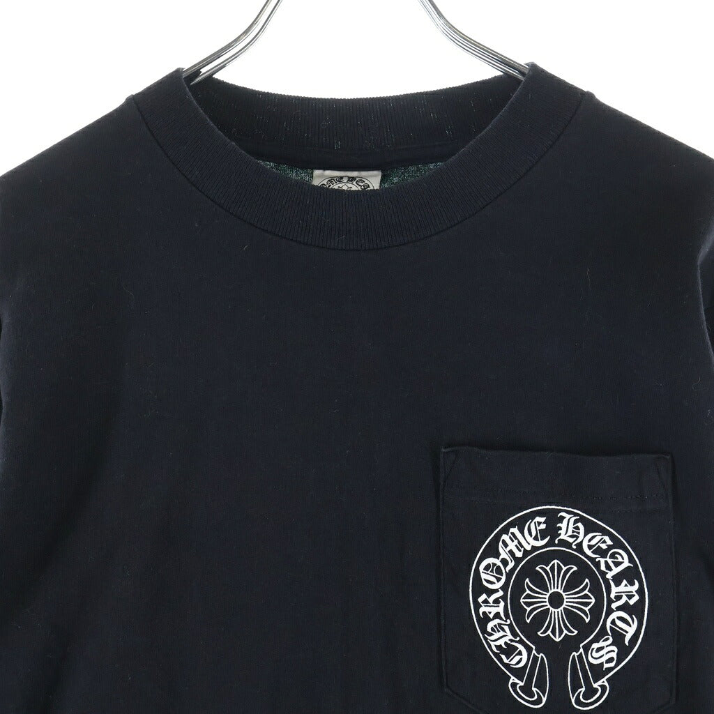 CHROME HEARTS(クロムハーツ) OLD HORSESHOE FLRL CROSS L/S バックホースシュー アームフローラルクロス ラスベガス限定 クルーネック長袖シャツカットソー ブラック
