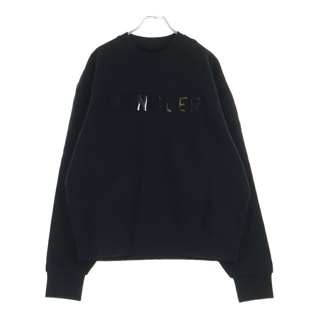 MONCLER(モンクレール) 23AW FELPA LOGATA ラバーロゴ クルーネック長袖スウェット トレーナー ブラック I20918G00012 809KX