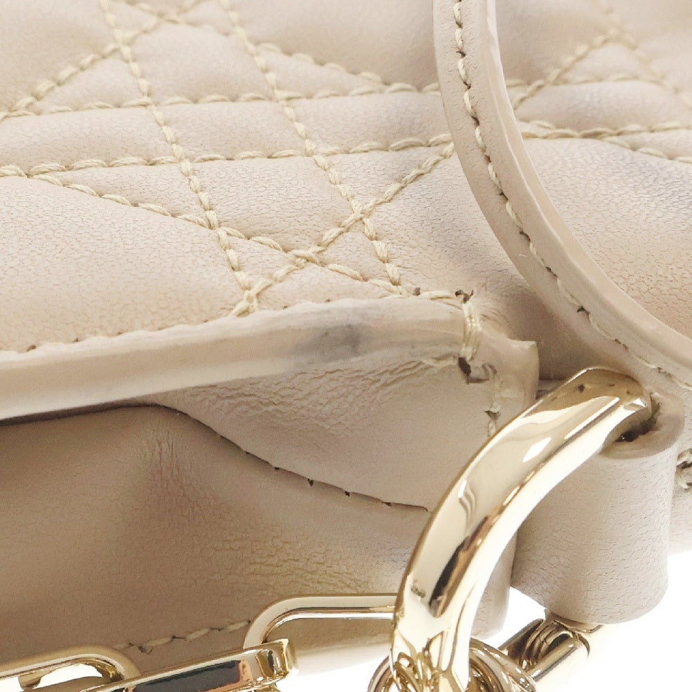 Christian Dior(クリスチャンディオール) レディディオール カナージュ ミリー ミニバッグ ベージュ レザー ラムスキン 2wayバッグ
