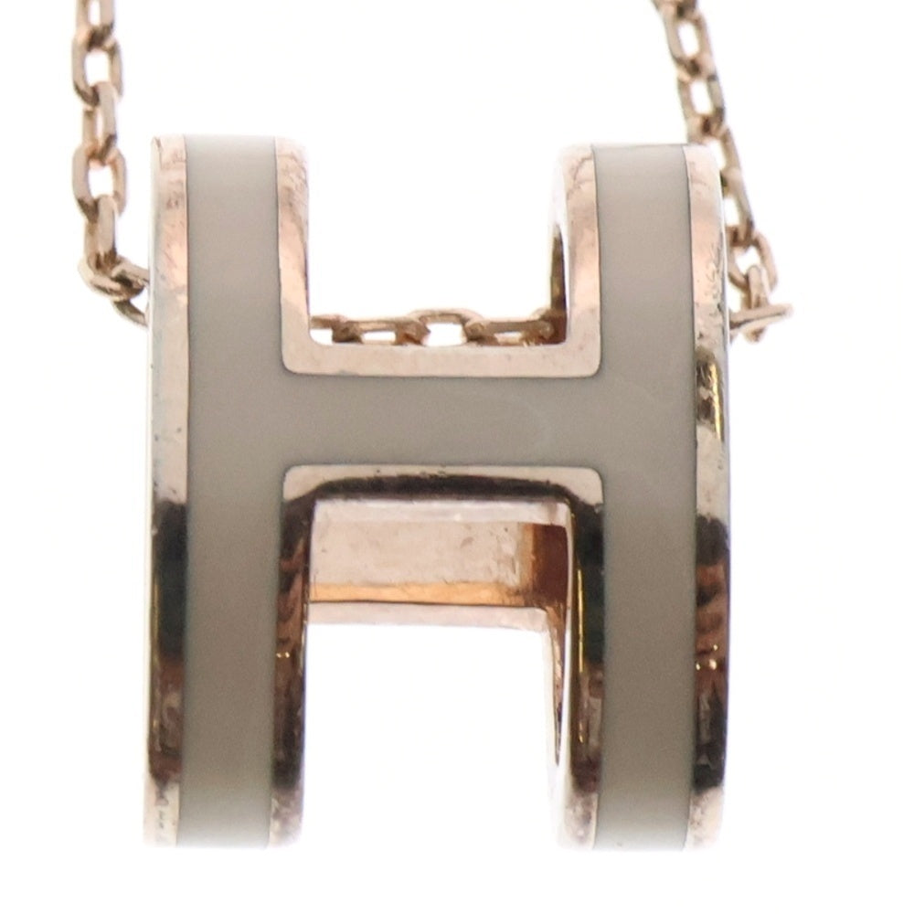HERMES(エルメス) ミニポップアッシュH ネックレス ペンダント ホワイト×ピンクゴールド
