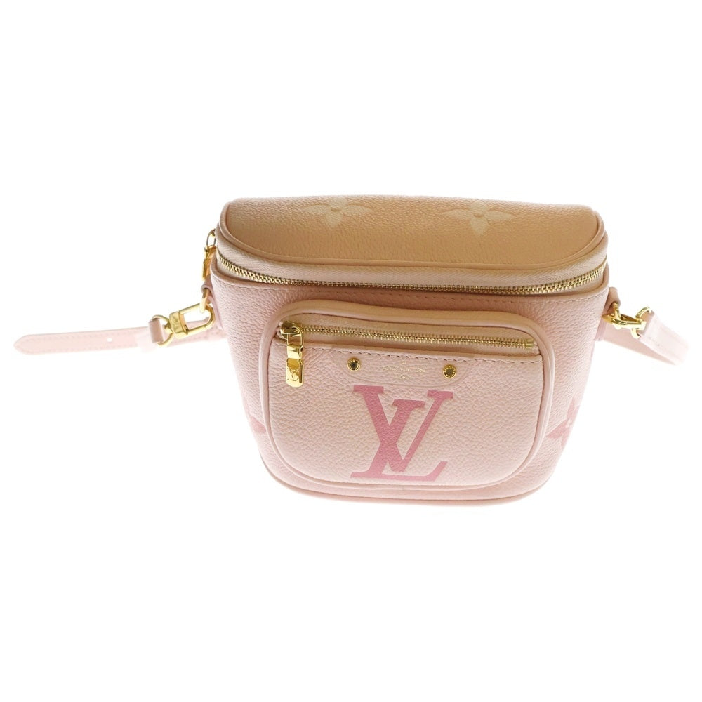 LOUIS VUITTON(ルイヴィトン) ミニ バムバッグ バイカラー モノグラム アンプラント レザー ショルダーバッグ ゴールド金具 ピンク レディース M82347 RFID