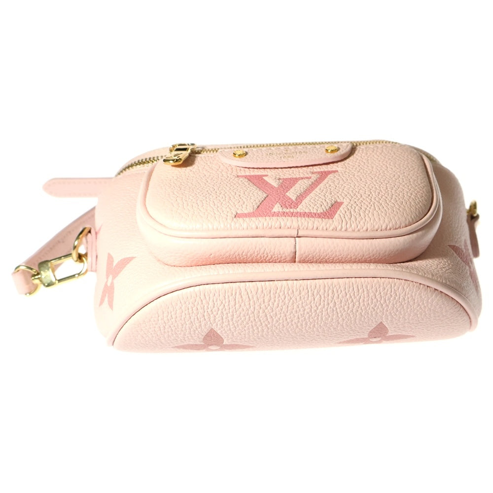 LOUIS VUITTON(ルイヴィトン) ミニ バムバッグ バイカラー モノグラム アンプラント レザー ショルダーバッグ ゴールド金具 ピンク レディース M82347 RFID
