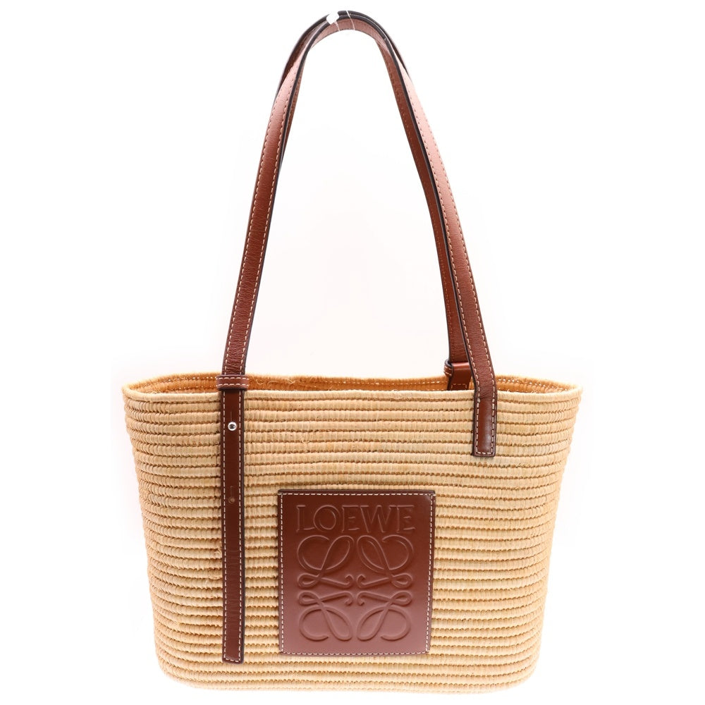 LOEWE(ロエベ) アナグラム バスケットバッグ かごバッグ ラフィア×レザー ブラウン