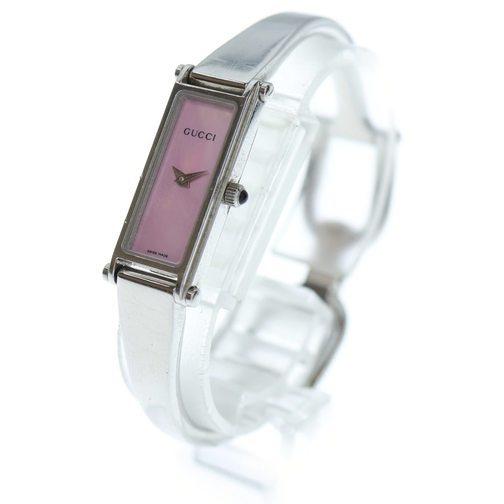 GUCCI(グッチ) ピンク文字盤 クォーツ バングルウォッチ ステンレスウォッチ 腕時計 シルバー/ピンク SS/QZ 1500L