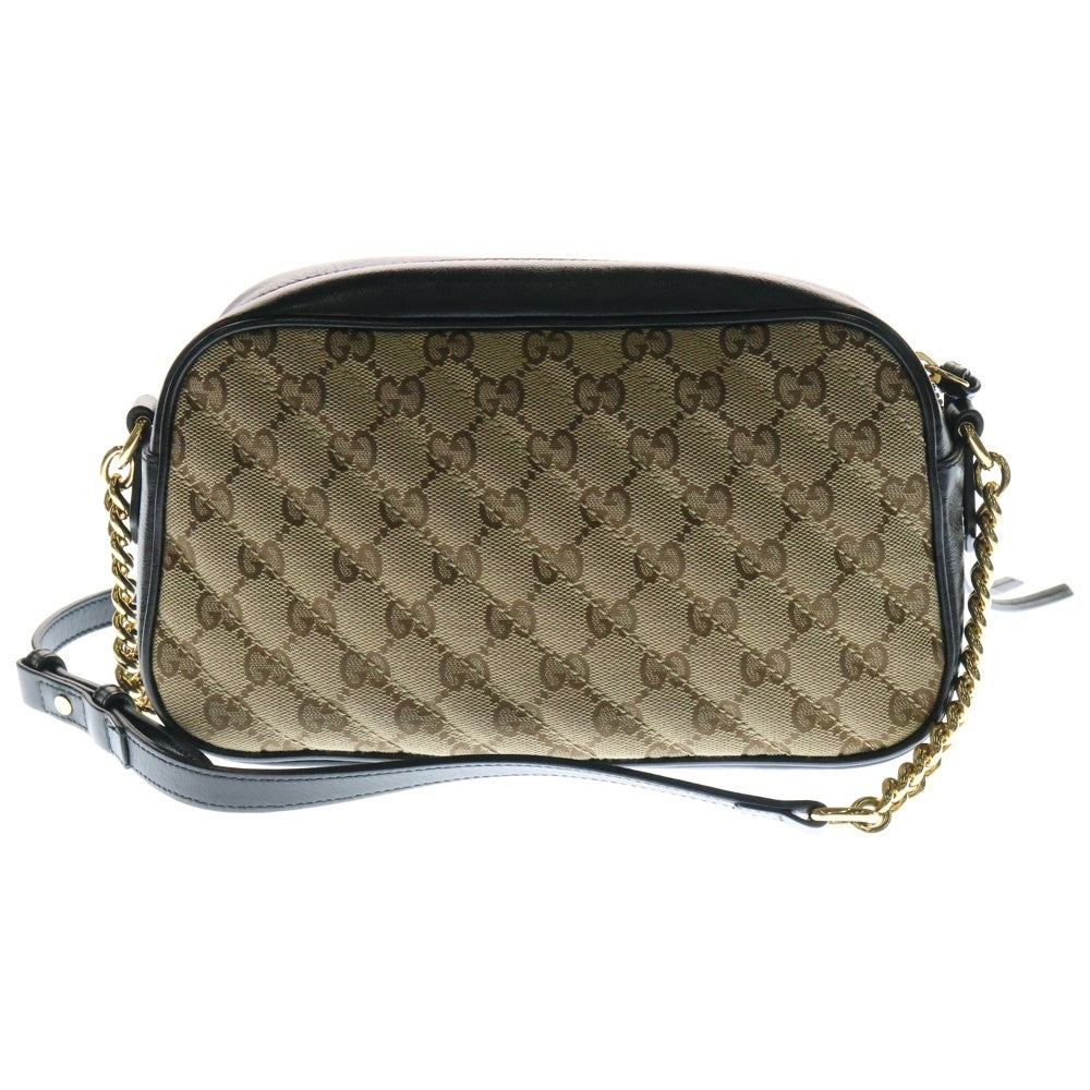 GUCCI(グッチ) GGマーモント キルティング レザー切替 チェーンショルダーバッグ ベージュ×ブラック レディース 735357