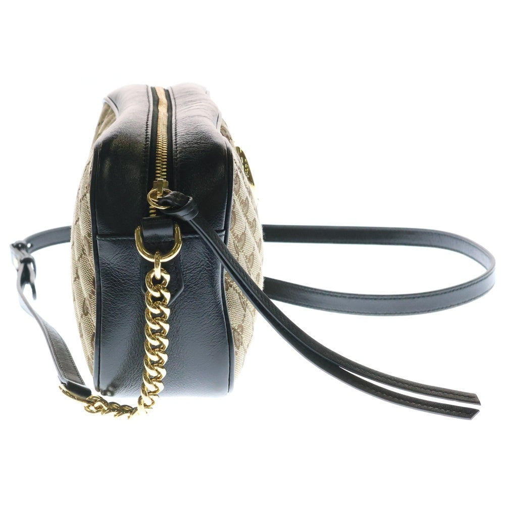 GUCCI(グッチ) GGマーモント キルティング レザー切替 チェーンショルダーバッグ ベージュ×ブラック レディース 735357