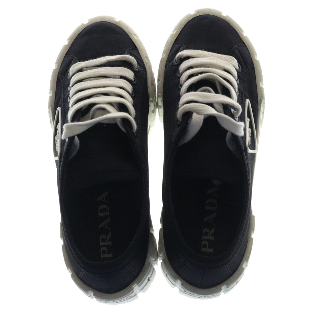 PRADA(プラダ) RE-NYLON リナイロン エコニール ダブルホイール ラバートライアングルロゴ ローカットシューズ スニーカー ブラック/ホワイト レディース 1E260M 3LFX