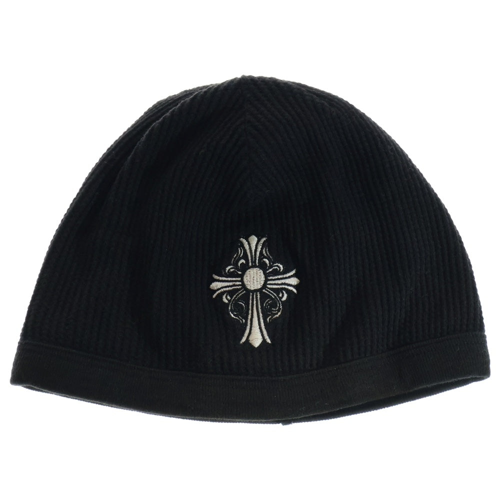 CHROME HEARTS(クロムハーツ) CHクロス ロゴ刺繍 サーマル ワッフル生地 ニットキャップ ビーニー 帽子 ブラック