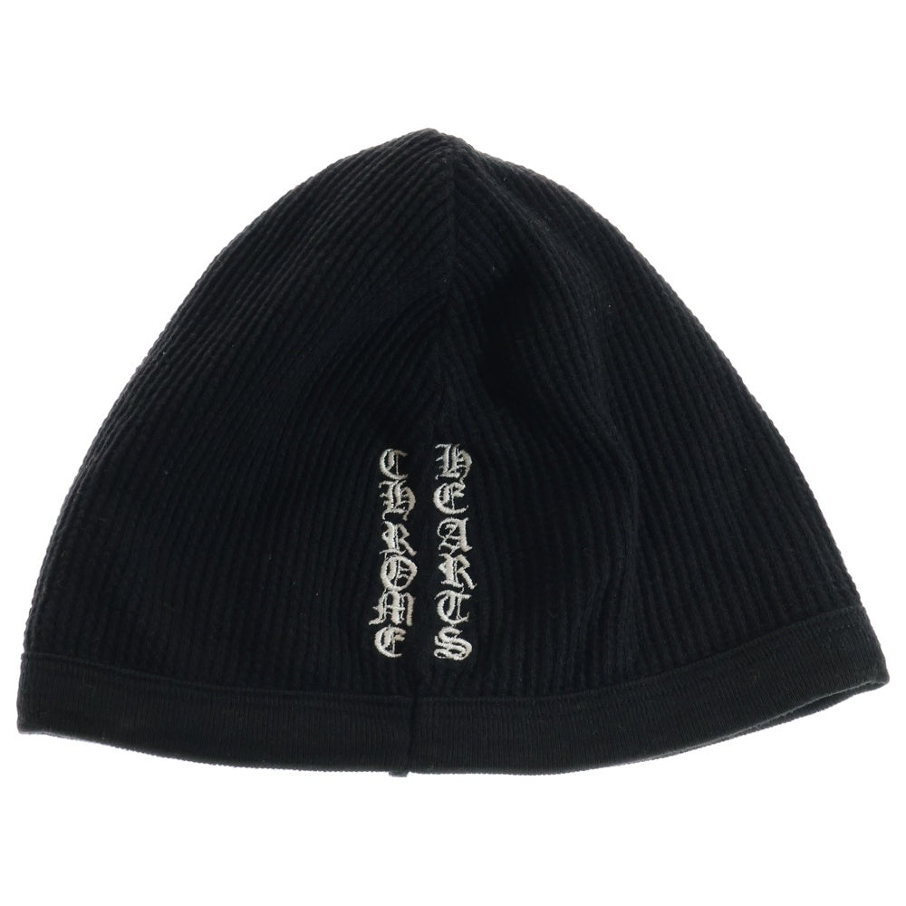 CHROME HEARTS(クロムハーツ) CHクロス ロゴ刺繍 サーマル ワッフル生地 ニットキャップ ビーニー 帽子 ブラック