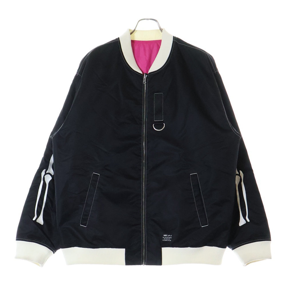 VANS(ヴァンズ) ×MARK SBTG 3D EMB PADDED BOMBER マーク サボタージュ 3D エンブロイダリー リバーシブル ボンバージャケット ブラック×ピンク VN000KQ6BLK