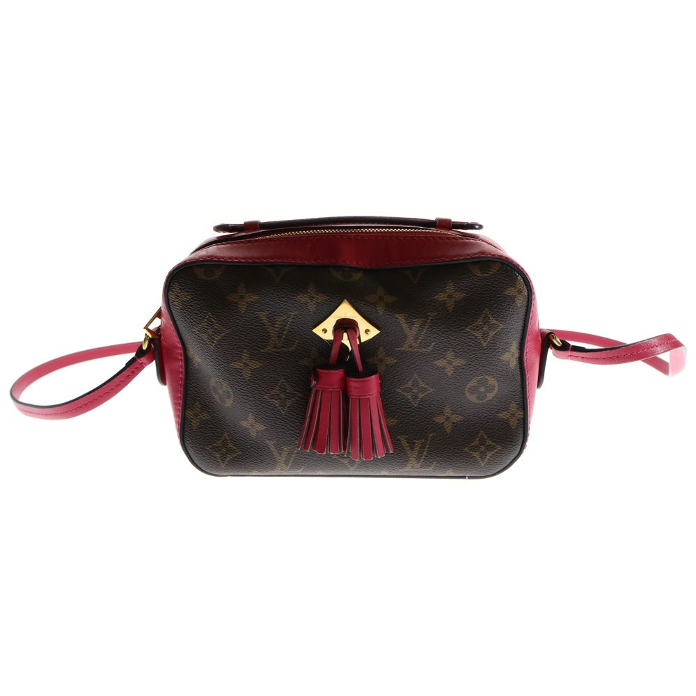 LOUIS VUITTON(ルイヴィトン) モノグラム サントンジュ フリンジ ショルダーバッグ ミニバッグ ブラウン×ピンク ゴールド金具 M43557