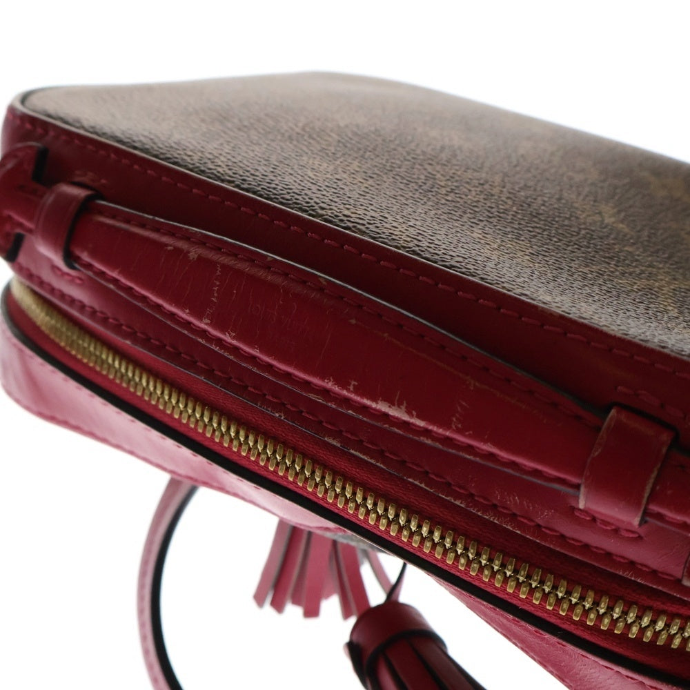 LOUIS VUITTON(ルイヴィトン) モノグラム サントンジュ フリンジ ショルダーバッグ ミニバッグ ブラウン×ピンク ゴールド金具 M43557