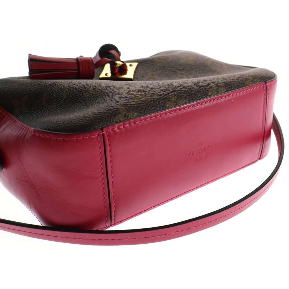 LOUIS VUITTON(ルイヴィトン) モノグラム サントンジュ フリンジ ショルダーバッグ ミニバッグ ブラウン×ピンク ゴールド金具 M43557
