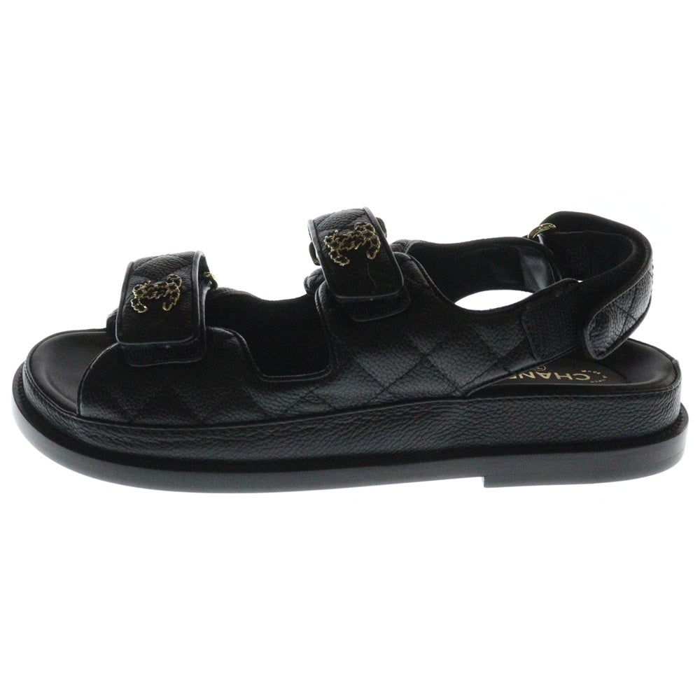 CHANEL(シャネル) フットヘッドサンダル ココマーク グレインド カーフスキン ブラック 37C G35927