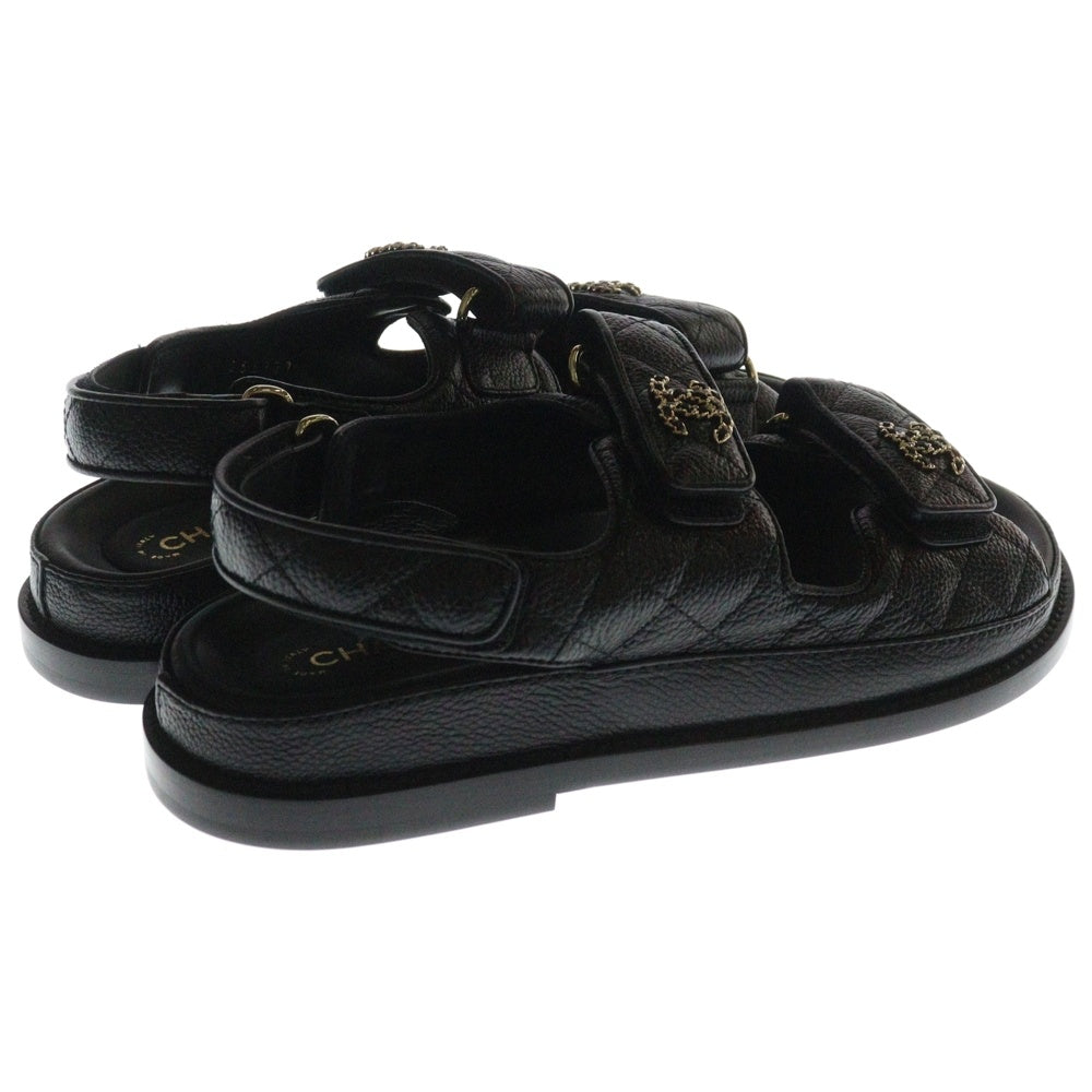 CHANEL(シャネル) フットヘッドサンダル ココマーク グレインド カーフスキン ブラック 37C G35927