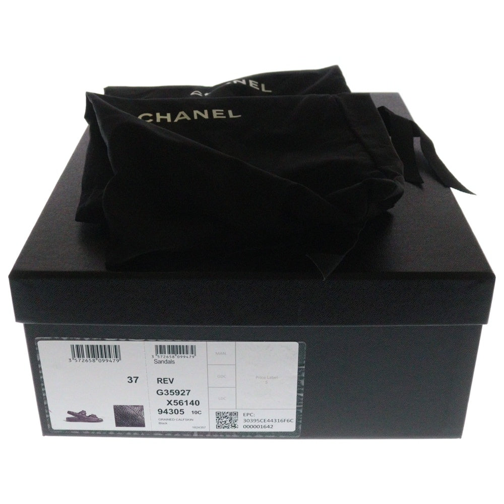 CHANEL(シャネル) フットヘッドサンダル ココマーク グレインド カーフスキン ブラック 37C G35927