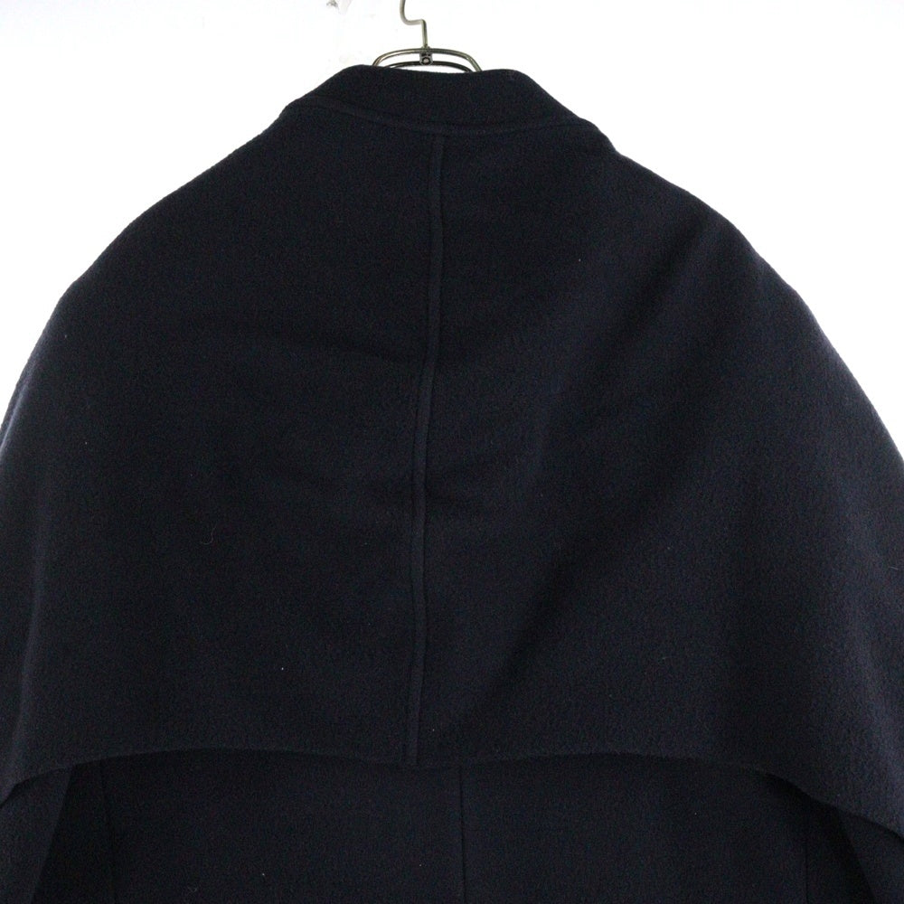 BALENCIAGA(バレンシアガ) 22SS Scarf Embellished Long Coat スカーフエンベリッシュメント ナイロン混 ウール ロングコート ネイビー 675423
